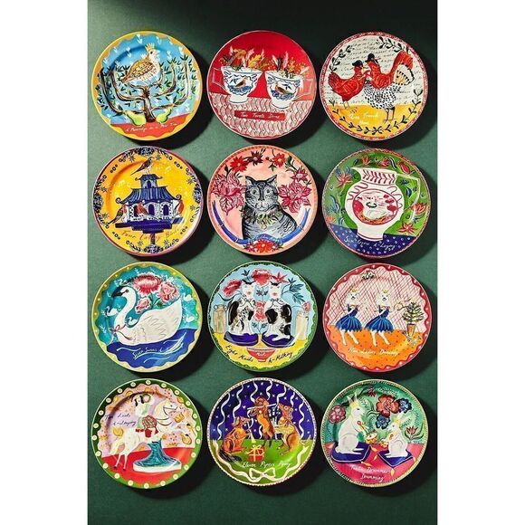 Anthropologie Emily Maude Twelve 12 Days Christmas Plate 6 Geese a Laying NEW - Picture 3 of 3